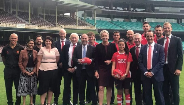 Liberal leaders repeat $15 million budget commitment to Sydney Swans AFLW facilities