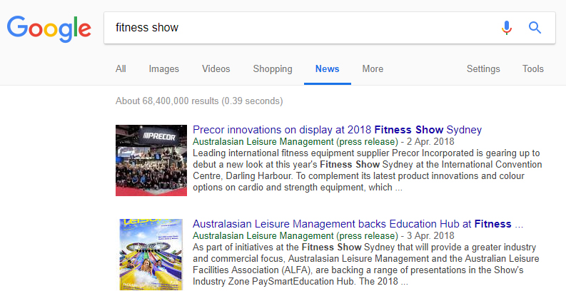 Google acknowledges Australasian Leisure Management as a global news source