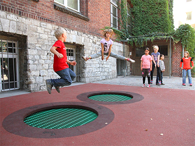 In-ground trampolines for installation in parks and public places
