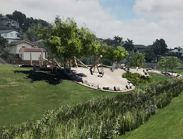 New Auckland playground design inspired by Helensville’s timber history and stream