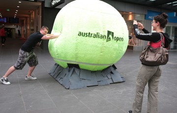 Giant tennis balls mark Australian Open 2015 launch