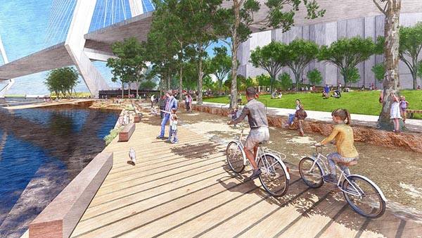 Designs revealed for waterfront park at foot of Sydney’s Anzac Bridge