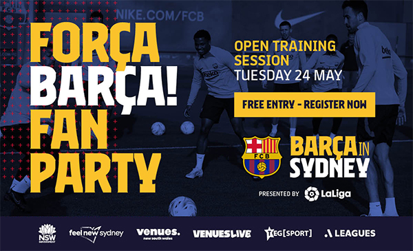 Fans treated to free FC Barcelona Fan Party and Open Training Session at Accor Stadium