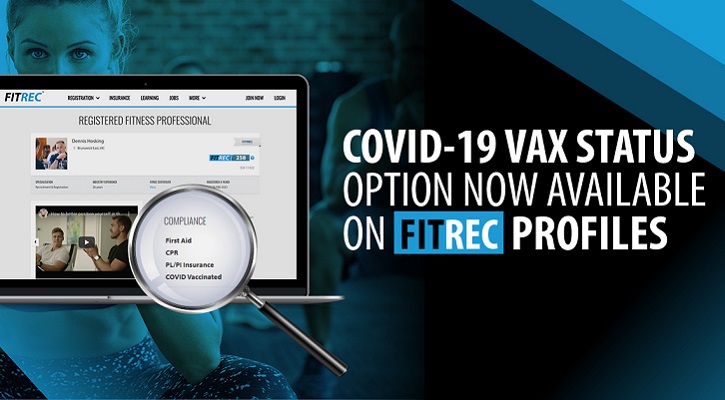 FITREC gives fitness professionals option to show that they are fully vaccinated for COVID-19