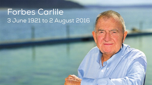 Death of Forbes Carlile, ‘father of modern Australian swimming’, at age 95