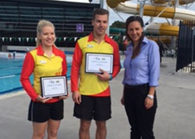 Glen Eira lifeguards reunited with woman they revived at pool