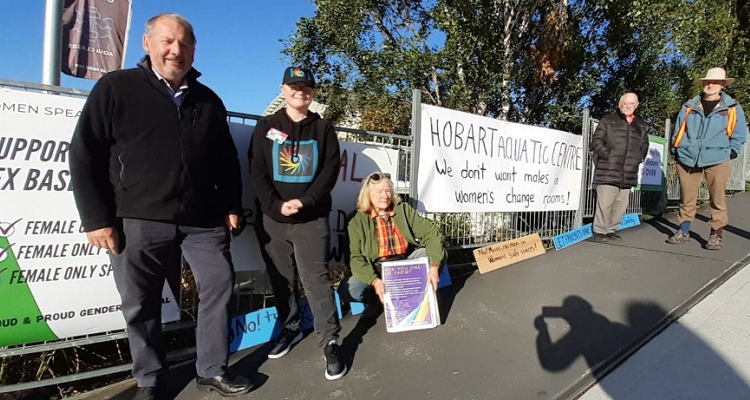 Protest against all-inclusive change rooms at Doone Kennedy Hobart Aquatic Centre