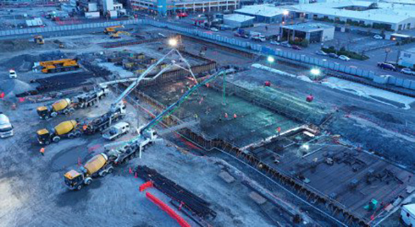 First concrete pour underway at Christchurch Metro Sports Facility