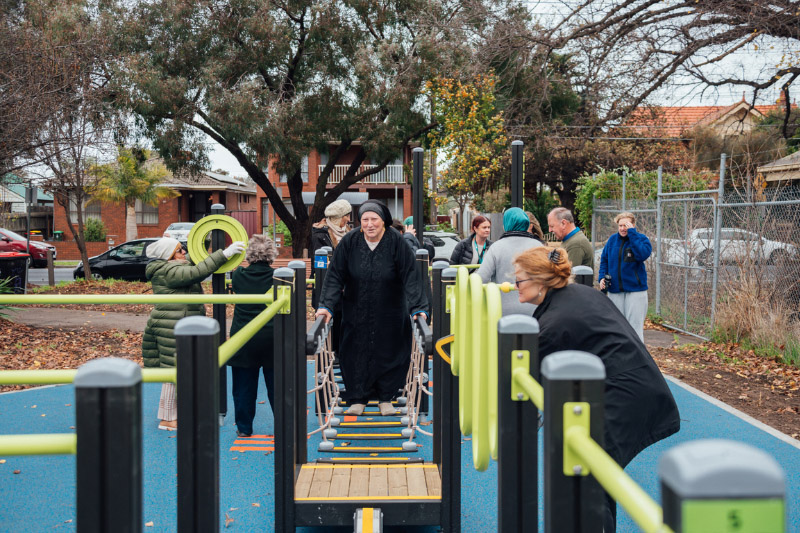 Outdoor fitness equipment helps Coburg seniors stay active