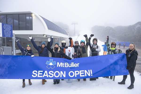 Skiers and snowboarders mark winter season opening at Victoria’s Mt Buller