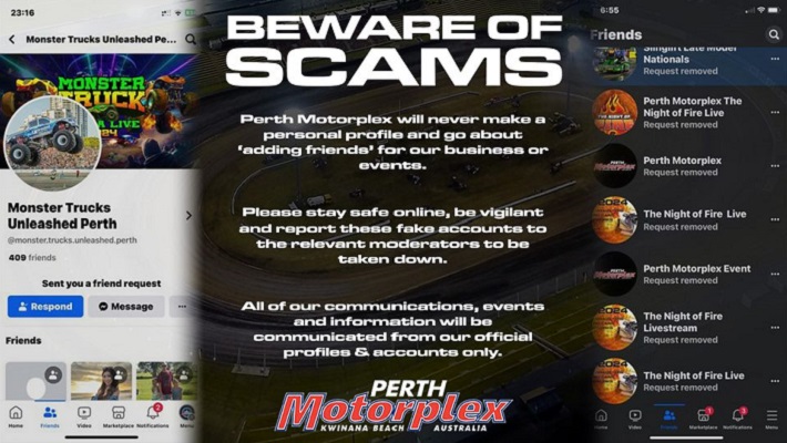 Perth Motorplex advises patrons to ‘beware of the scams’