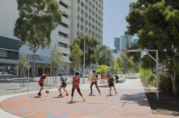 Perth energises city spaces with basketball courts and imaginative activity areas