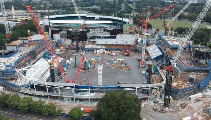 Video shows construction progress on new Sydney Football Stadium