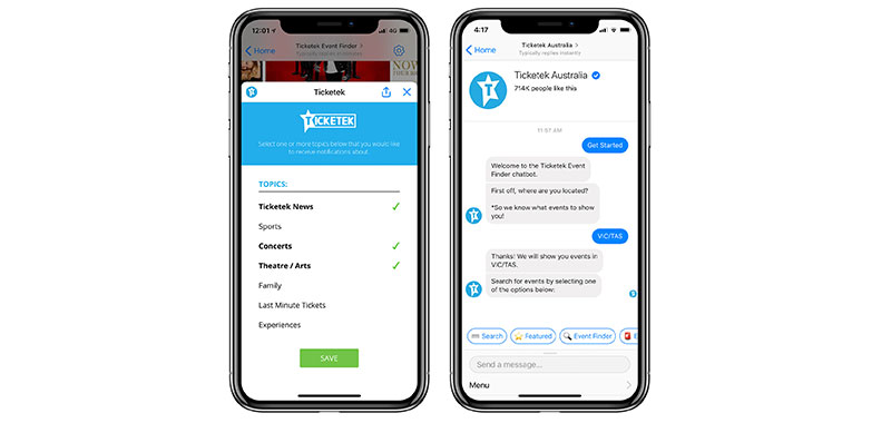 Ticketek launches new Event Finder Chatbot