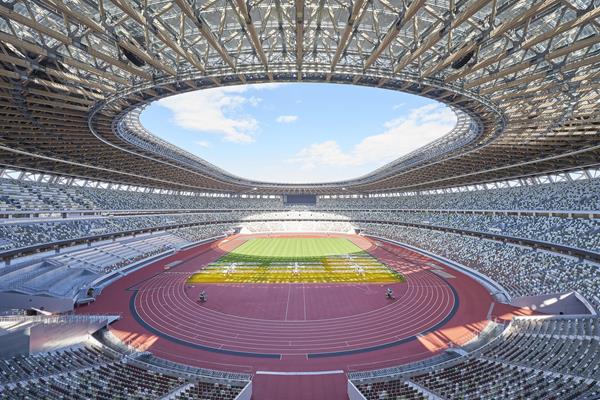 Japanese athletes give Tokyo Olympic stadium a test run