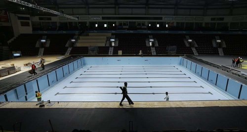Myrtha transforms ice hockey venue into FINA competition pool