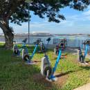 New KOMPAN outdoor spin bikes installed outside Darwin Convention Centre